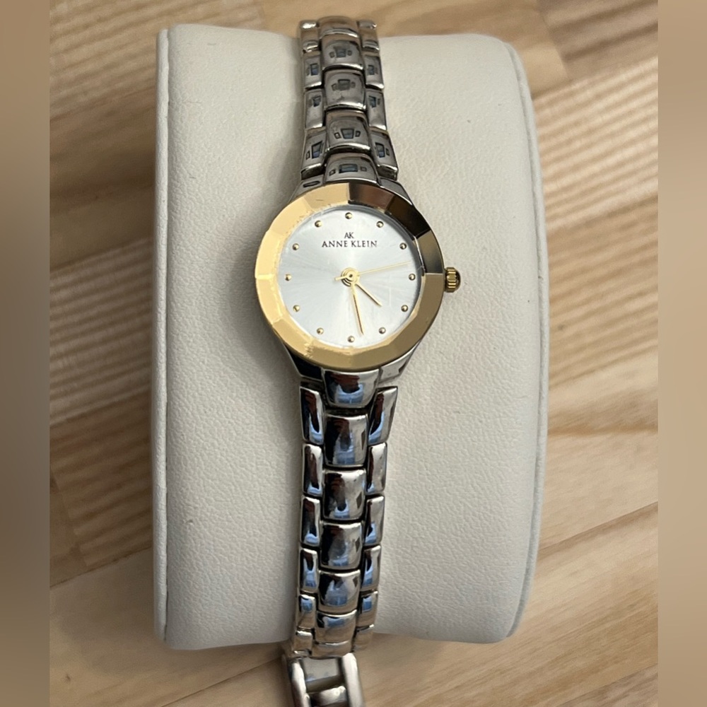 Anne Klein Ladies Watch Two Tone Gold Tone Quartz Silver Dial
